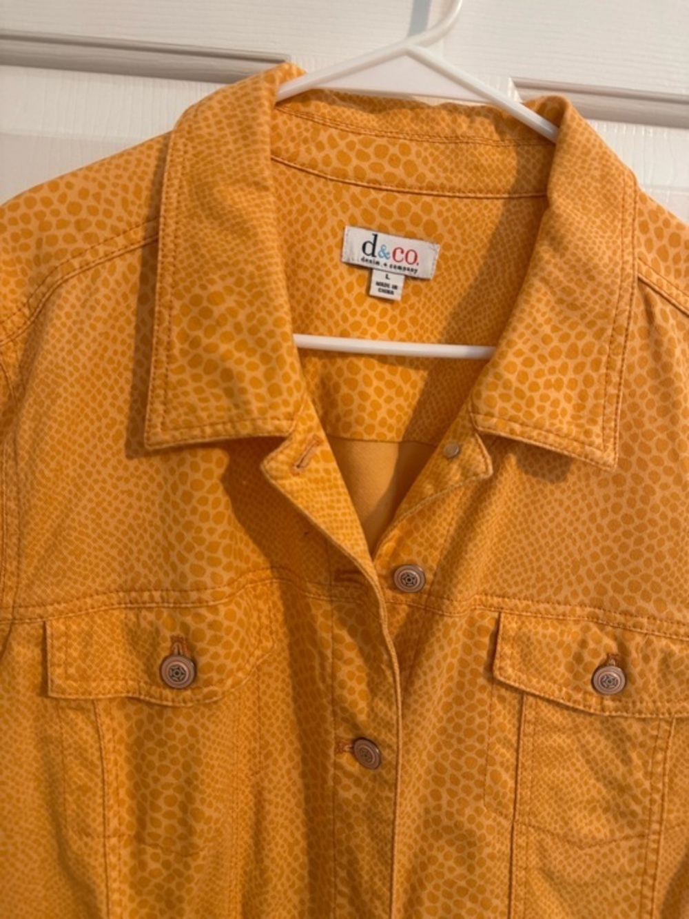 Denim & Co snakeskin denim jacket orange size L